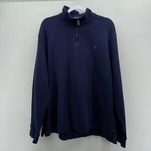 Polo Ralph Lauren Quarter Zip‎ Pullover Mens XL Navy Blue Cotton Knit Sweater